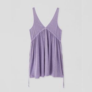 Lavender Pull&Bear linen v neck baby doll dress